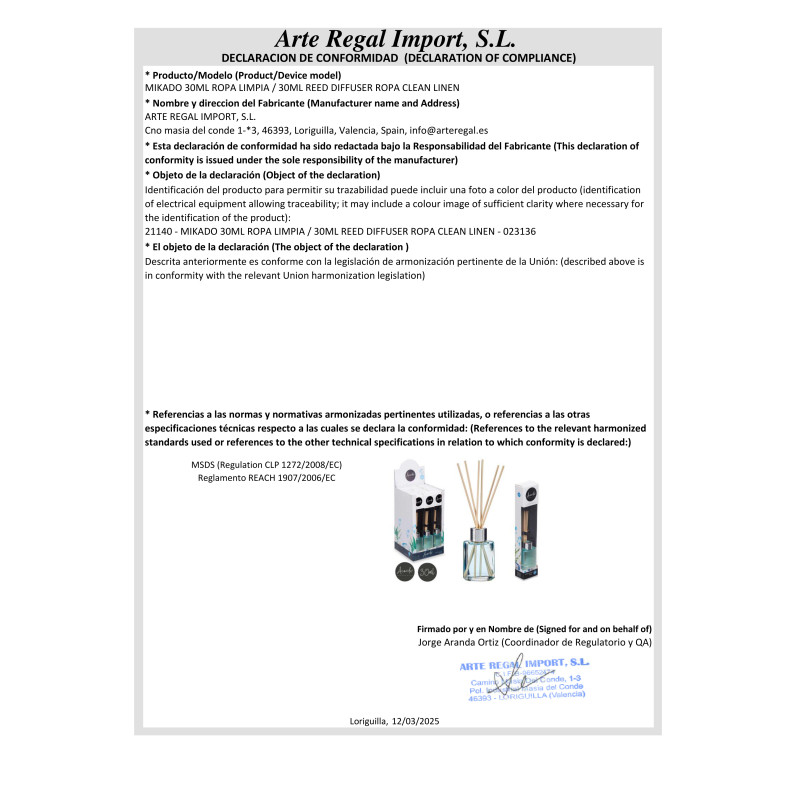 MIKADO 30ML ROPA LIMPIA