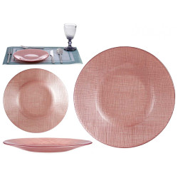 PIATTO VETRO 21CM ROSA PASTELLO