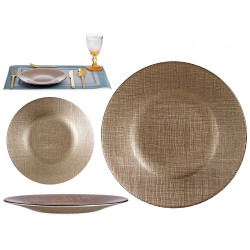 ASSIETTE VERRE 21CM OR VIEILLI