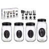 SET 4 RANGE COVERTS VERRE AVEC COUVERCLE METAL 