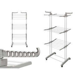 ÉTENDOIR TOUR TRIPLE EXTENSIBLE BLANC GRIS
