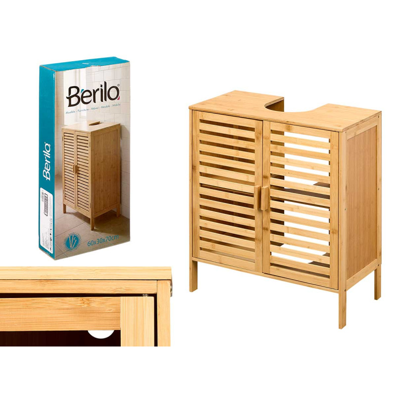 MEUBLE 2 PORTES LAVABO BAMBOU