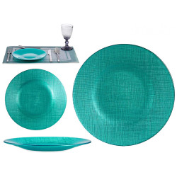PLATO VIDRIO 21CM TURQUESA
