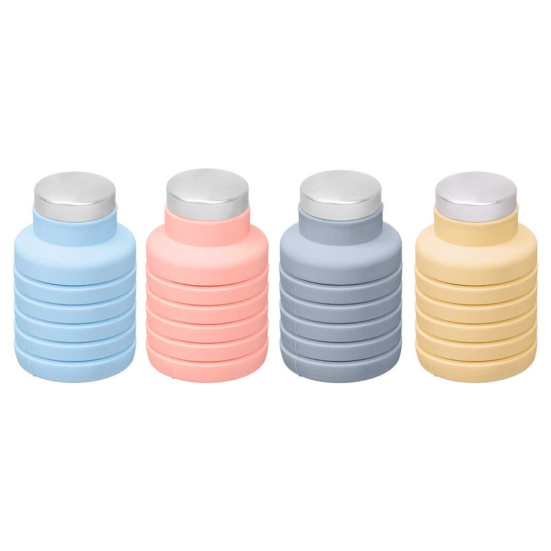 BOUTEILLE PLIABLE SILICONE MOUSQUETON ASSORT 4 COU
