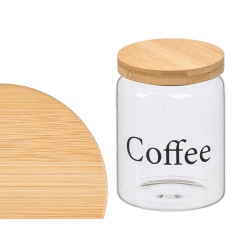 BOTE BOROSILICATO REDONDO TAPA BAMBU COFFEE