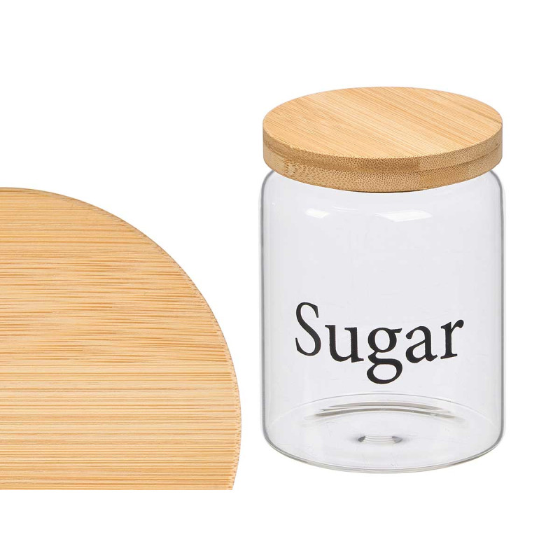 ROUND BOROSILICATE GLASS BAMBOO LID SUGAR