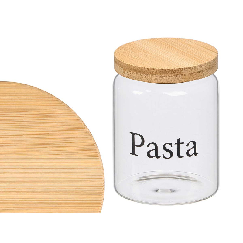 BARATTOLO VETRO BOROSILICATO ROTONDO TAPPO BAMBU P