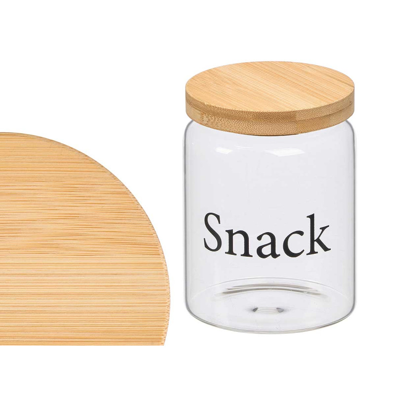 ROUND BOROSILICATE GLASS BAMBOO LID SNACK