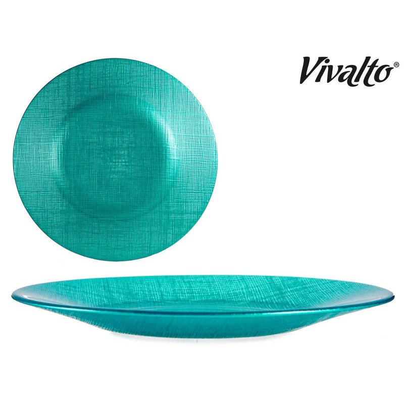ASSIETTE VERRE 21CM TURQUOISE