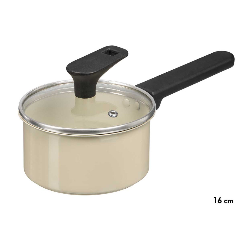 CAZO INDUCCION TAPA CRISTAL 16CM CREMA