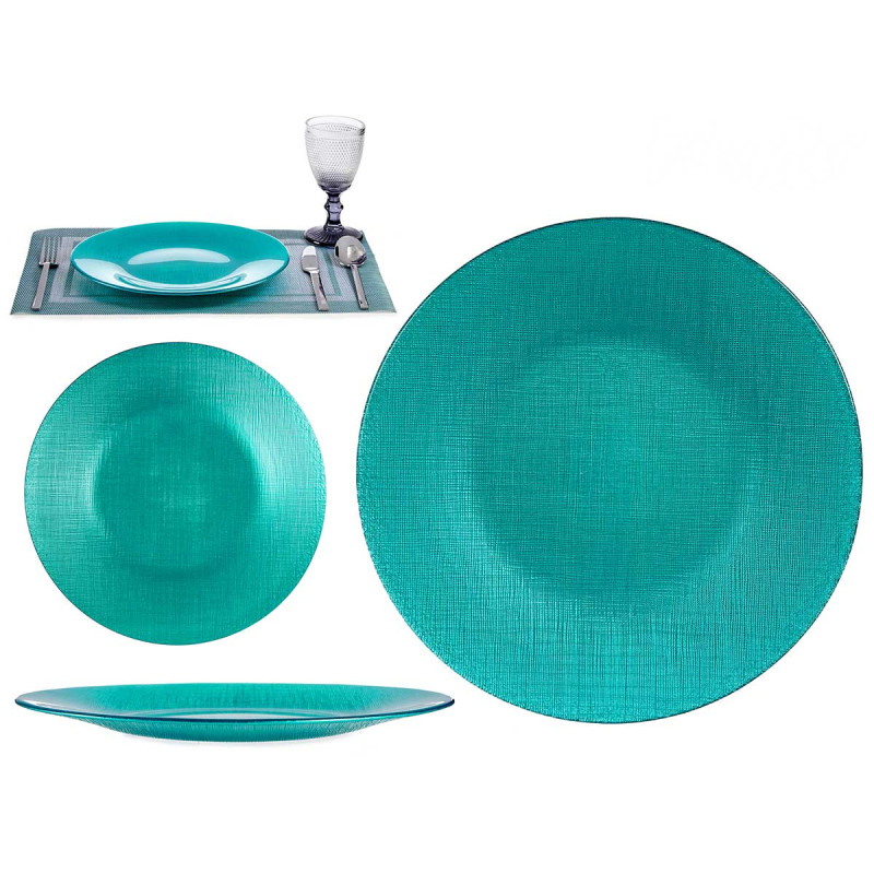ASSIETTE VERRE 27CM TURQUOISE