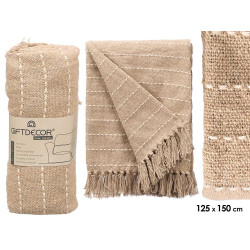 MULTIUSOS RAYAS PUNTO BEIGE 125X150CM