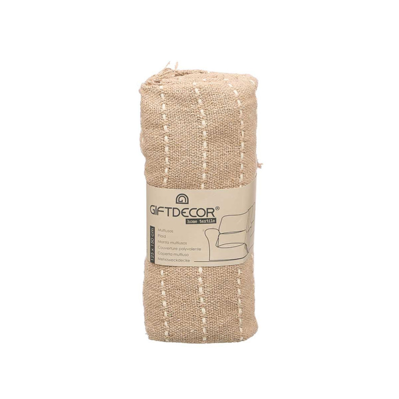 MULTIUSOS RAYAS PUNTO BEIGE 125X150CM