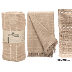 BEIGE STRIPED KNIT MULTI-PUPROSE THROW 160X240CM