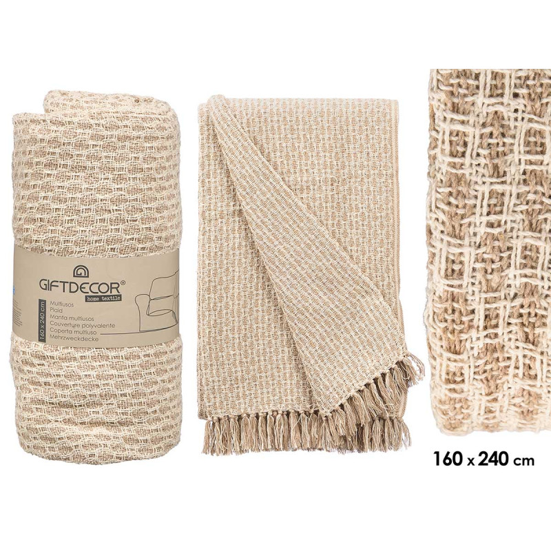 MULTIUSOS ENTRELAZADO CREMA 160X240CM