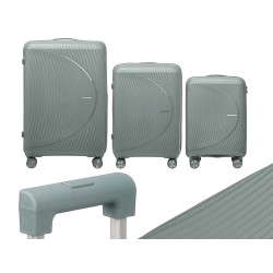 ENSEMBLE 3 VALISES RAYURES GRISES