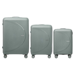 CONJUNTO 3 MALETAS RISCADAS CINZA