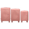 SET 3 STRIPED SUITCASES SALMON
