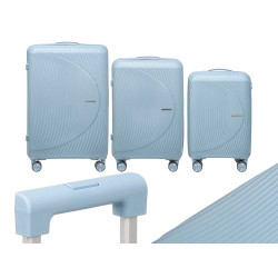 SET 3 STRIPED SUITCASES BLUE