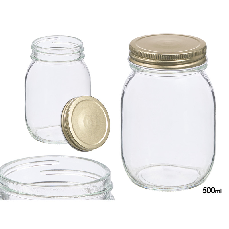 PRESERVE JAR GOLDEN LID 500ML