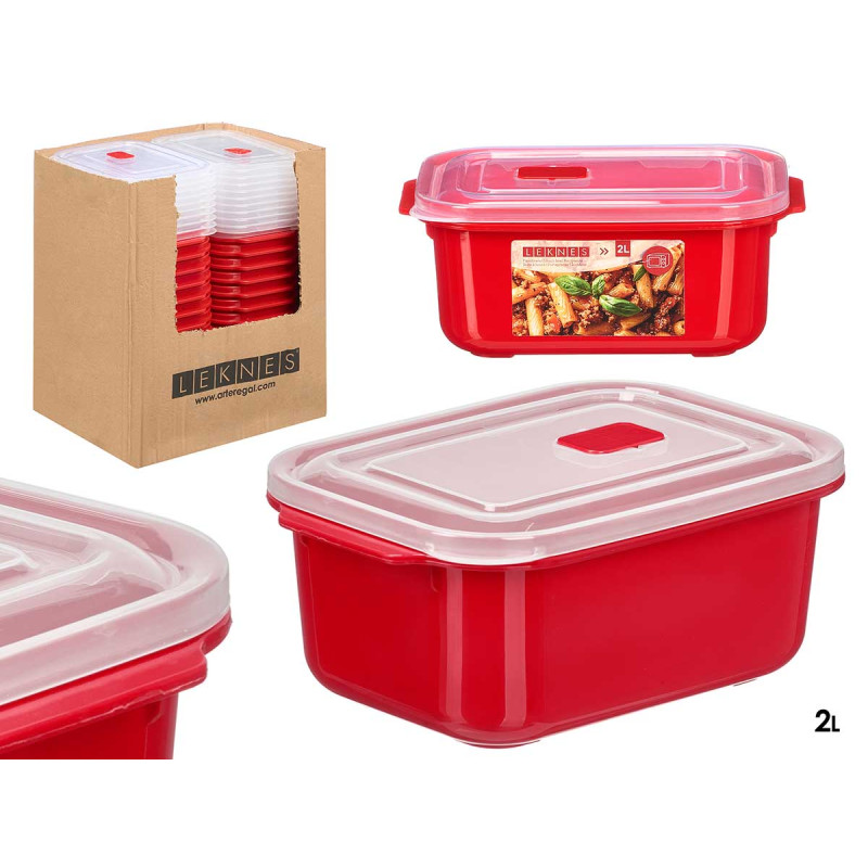 2L RED MICROWAVE LUNCH BOX STEAM VENT