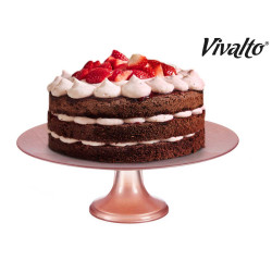 TARTERA VIDRIO 33CM CON PIE ROSA PASTEL