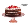 PRATO DE BOLO VIDRO 33CM COM PE ROSA PASTEL 