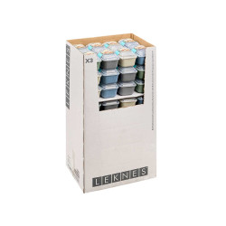 SET 3 STRIPED LUNCH BOX 600ML 1,1L 1,8L ASRT 4 COL