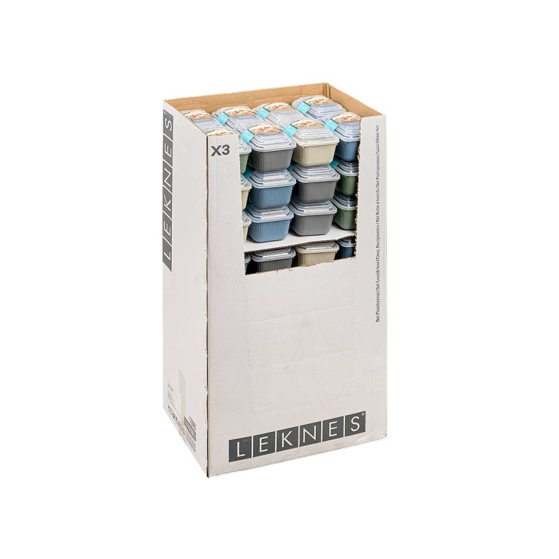 SET 3 BOÎTE À LUNCH RAYURES 600ML 1,1L 1,8L ASSORT