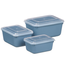 SET 3 STRIPED LUNCH BOX 600ML 1,1L 1,8L ASRT 4 COL