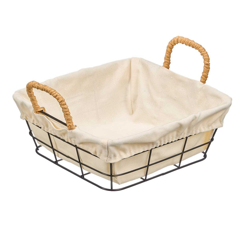 CESTA METAL CUADRADA TELA 21X21X8CM