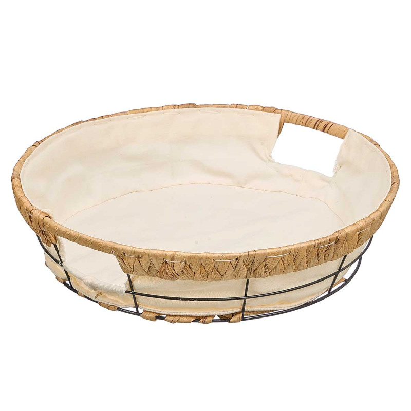 PANIER MÉTAL ROND TISSU 35,5X35,5X8CM