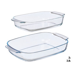 ENSEMBLE 2 PLATEAUX BOROSILICATE RECTANGULAIRES 2L