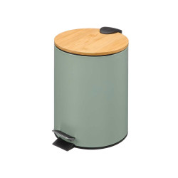 PAPELERA VERDE TAPA BAMBU 7L