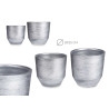 CONJ 2 VASOS CERÂMICA RISCAS 20 25CM PRATEADO