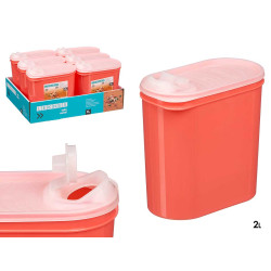 PORTA GAZPACHO PLASTICO ROJO TAPA TRANSPARENTE 2L