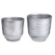 SET 2 20 25CM SILVER CERAMIC FLOWERPOT W STRIPES