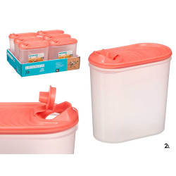 PORTA GAZPACHO PLASTICO TRANSPARENTE TAPA ROJA 2L