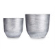 CONJ 2 VASOS CERÂMICA RISCAS 20 25CM PRATEADO