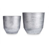 CONJ 2 VASOS CERÂMICA RISCAS 20 25CM PRATEADO
