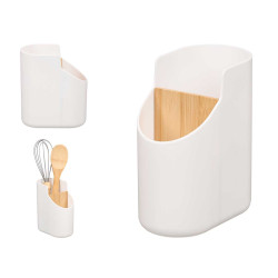PORTAUTENSILIOS PLASTICO BAMBU BLANCO