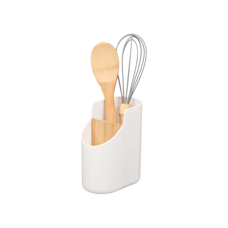 PORTAUTENSILIOS PLASTICO BAMBU BLANCO