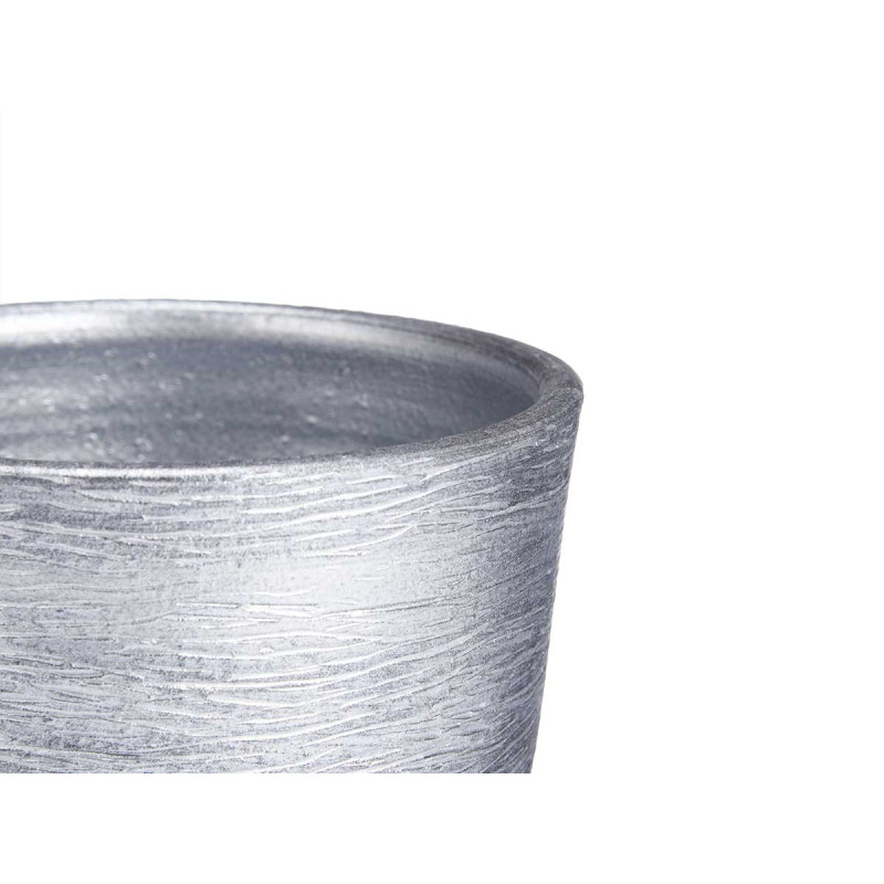 CONJ 2 VASOS CERÂMICA RISCAS 20 25CM PRATEADO