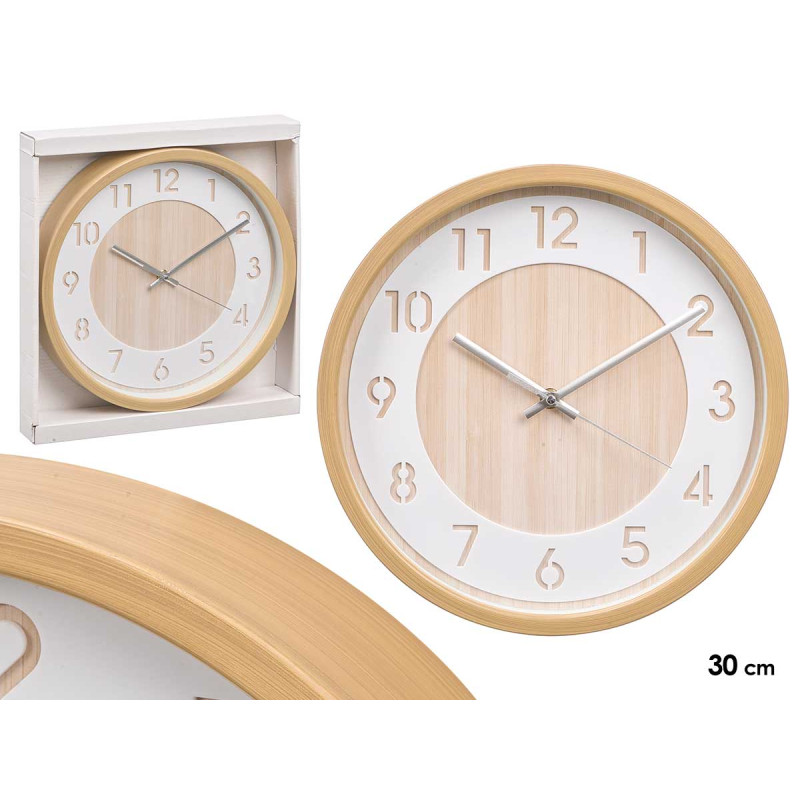 RELOJ PARED EFECTO MADERA 30CM
