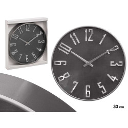 RELOJ PARED PLATA ALUMINIO 30CM