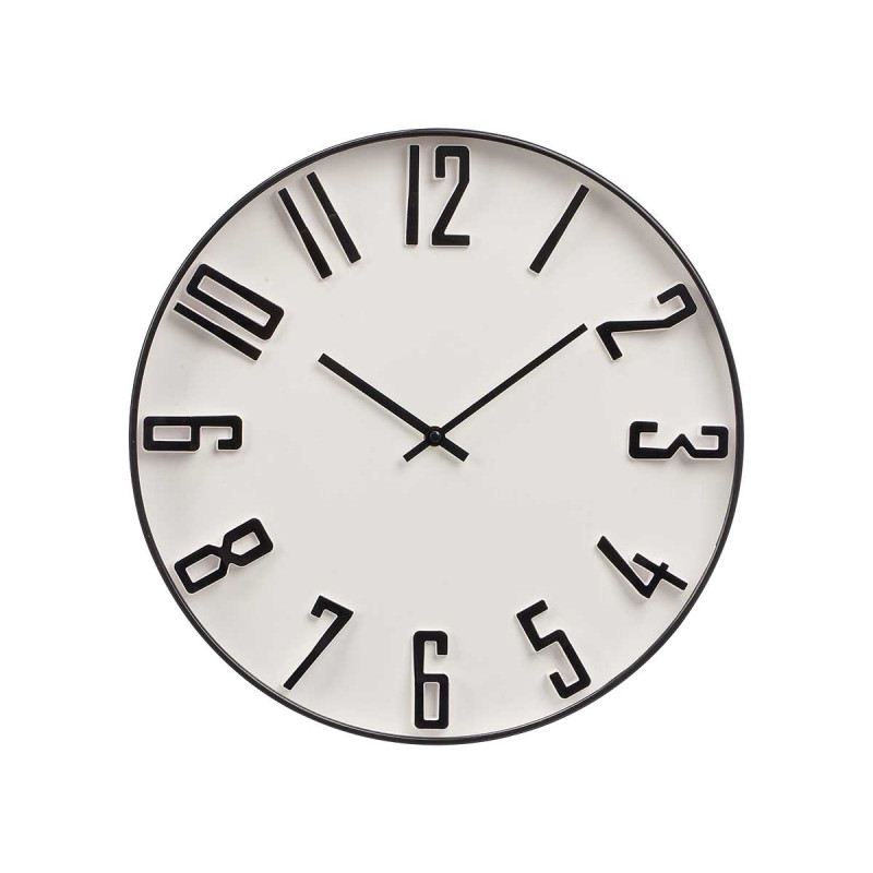 HORLOGE MURALE CHIFFRES EN RELIEF NOIR BLANC 40CM
