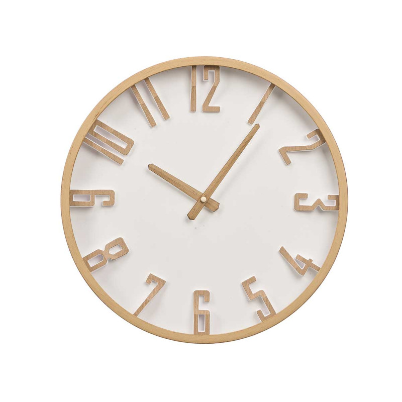 RELOJ PARED NUMEROS RELIEVE EFECTO MADERA 40CM