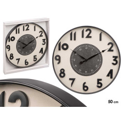RELOJ PARED NUMEROS RELIEVE NEGRO BLANCO 50CM