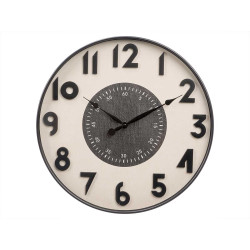 RELOJ PARED NUMEROS RELIEVE NEGRO BLANCO 50CM