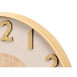 HORLOGE MURALE CHIFFRES EN RELIEF EFFET BOIS 50CM